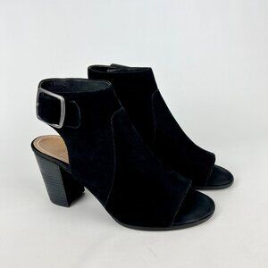 Vionic Womens Perk Blakely Slingback Peep Toe Bootie Black Suede Leather size 9